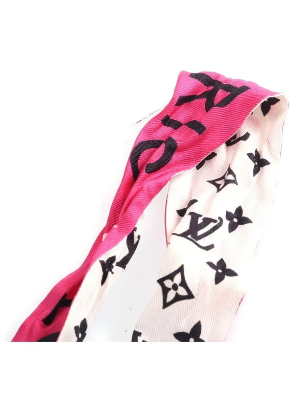 Louis Vuitton Monogram Bandeau Scarf Pink White